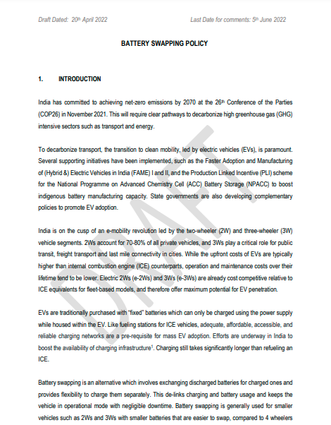 Battery swaping policy
